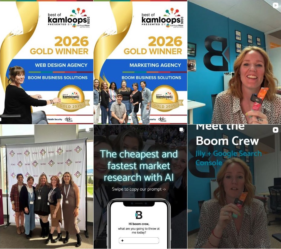 A six-post snapshot of the Boom Business Solutions Instagram grid