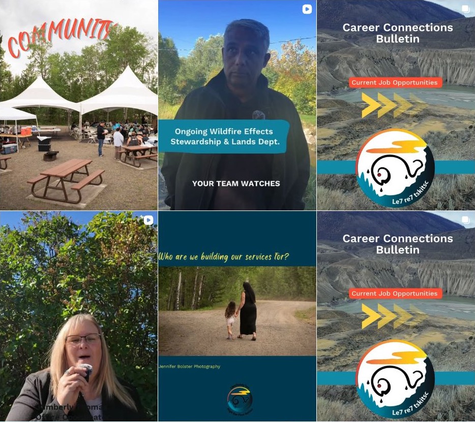 A six-post snapshot of the Llenllenéy’ten First Nation Instagram grid