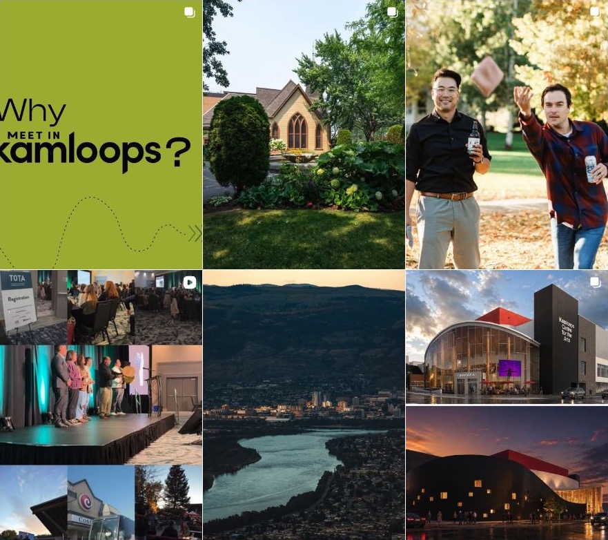 A six-post snapshot of the Meet in Kamloops Instagram grid