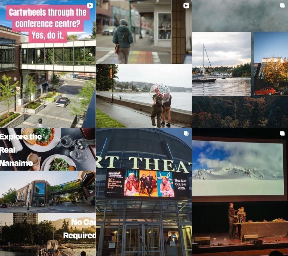 A six-post snapshot of the Meet in Nanaimo Instagram grid